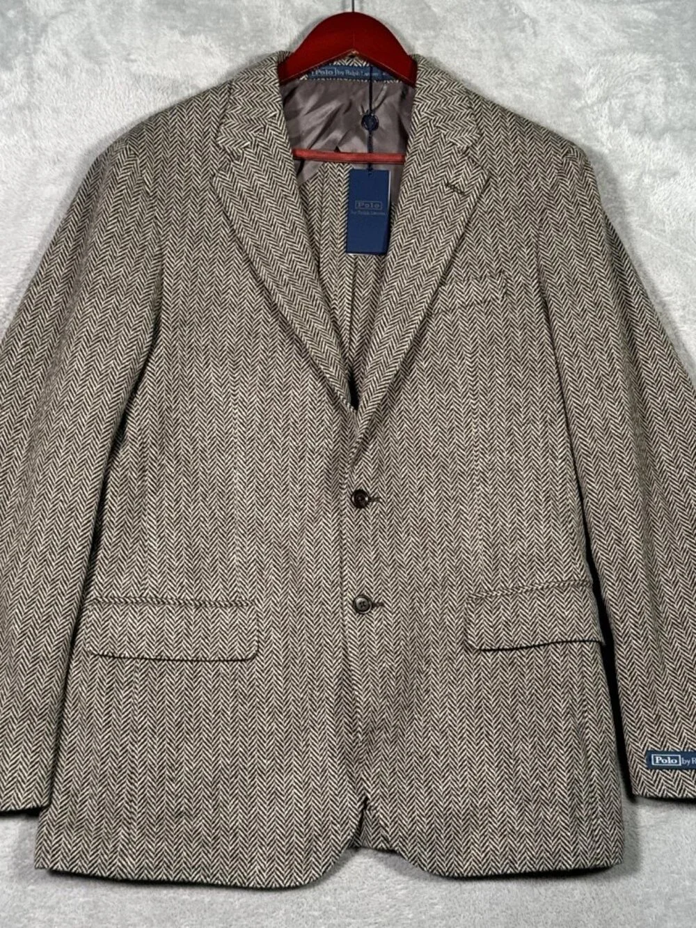 Polo Ralph Lauren Blazer Mens 40R Black Herringbone Wool Soft Sport Coat